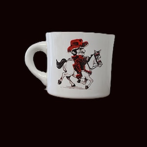 Vintage Rodeo Cowboy Coffee Mug - Western Horse Rider Ceramic Cup - Rustic Wild West Decor