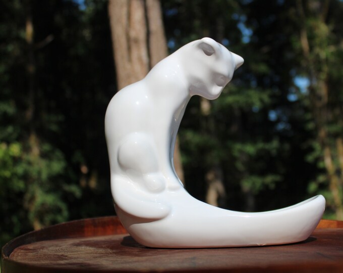 Vintage MCM Royal Haeger White Cat Fish Bowl Holder Etsy