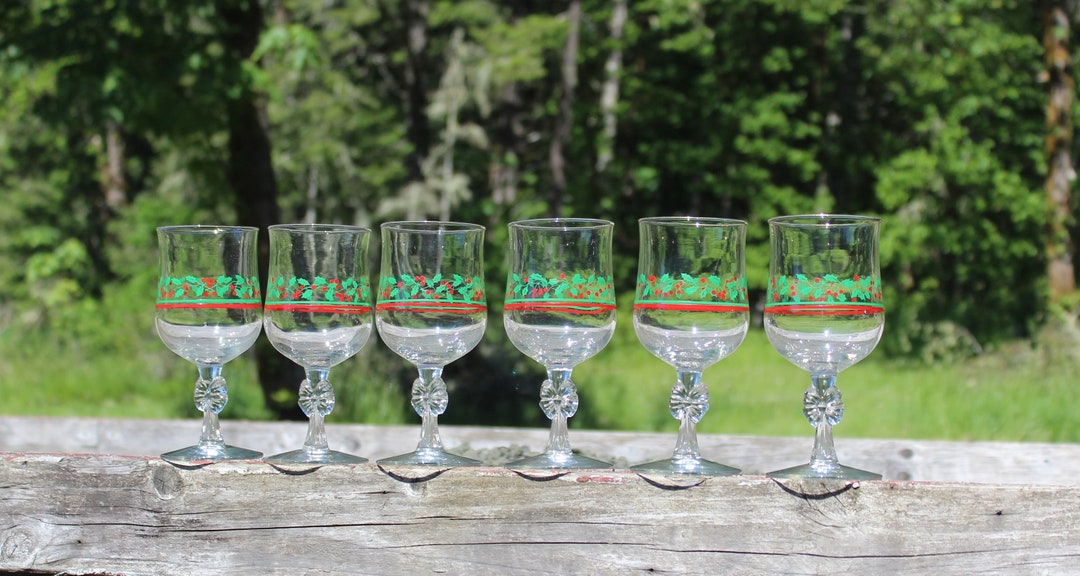 6-pc Set Vintage Arby's Christmas Stemmed Gold Rimmed Wine Glasses - Etsy
