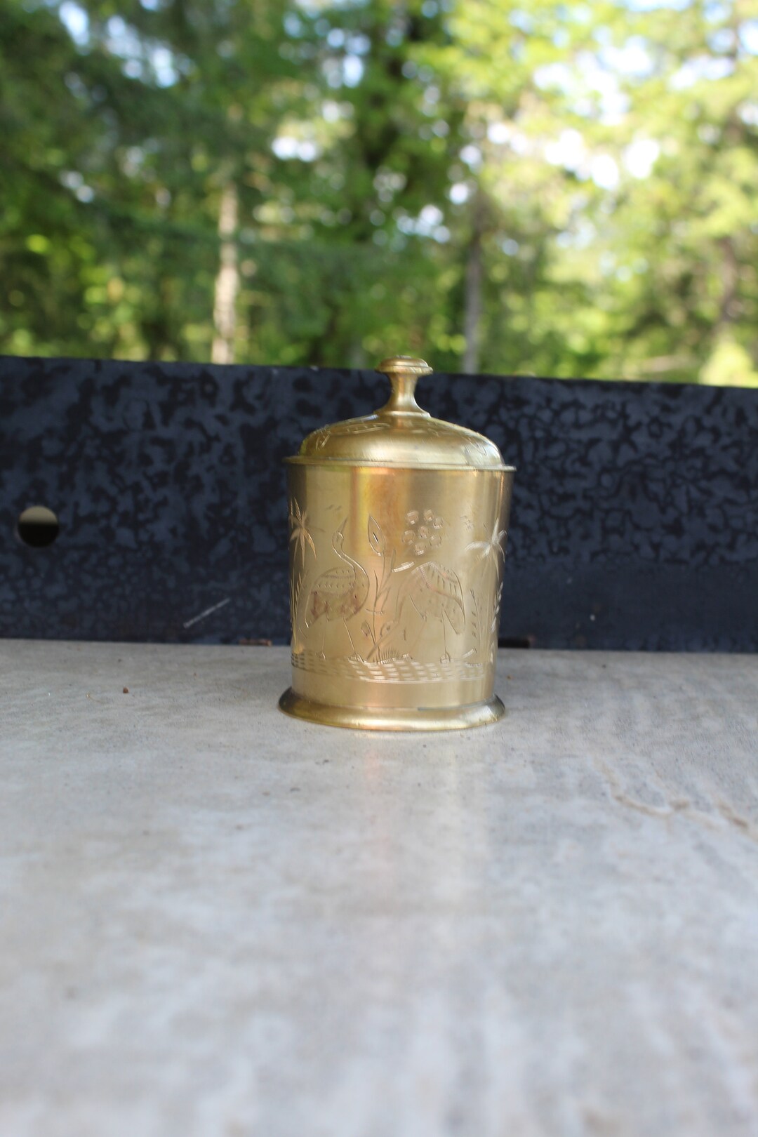 Vintage World Gift Z.Y. India Brass Etched Jar With Lid Etsy
