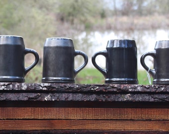 lot of 4 Hall Pottery USA Gray Beer Stein Tankard Mug #589 Vintage Heavy Lot of 4 fathers day gifts graduation gifts stong mug handled mug