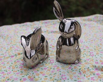 Late 20th Century Vintage Godinger Silverplate Bunny Salt & Pepper Shakers- a Pair