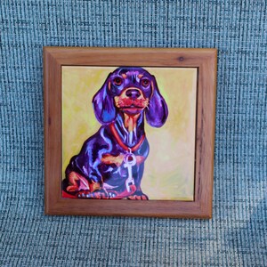 Colorful Dachshund Art Print, Framed Sausage Dog Wall Art, Vibrant Wiener Dog Painting, Modern Pet Lover Decor