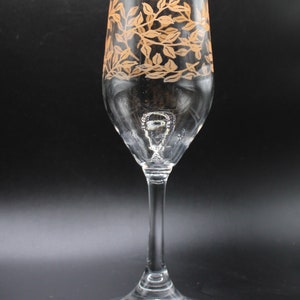 Vintage Set of 4 GOLDEN LEAVES, Wine/Champaign glasses, Crystal Stemware Gold Decorated, Handcrafted Italy, Blown Crystal, 16oz