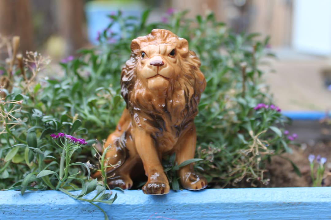 Ceramic Lion Figurine Etsy