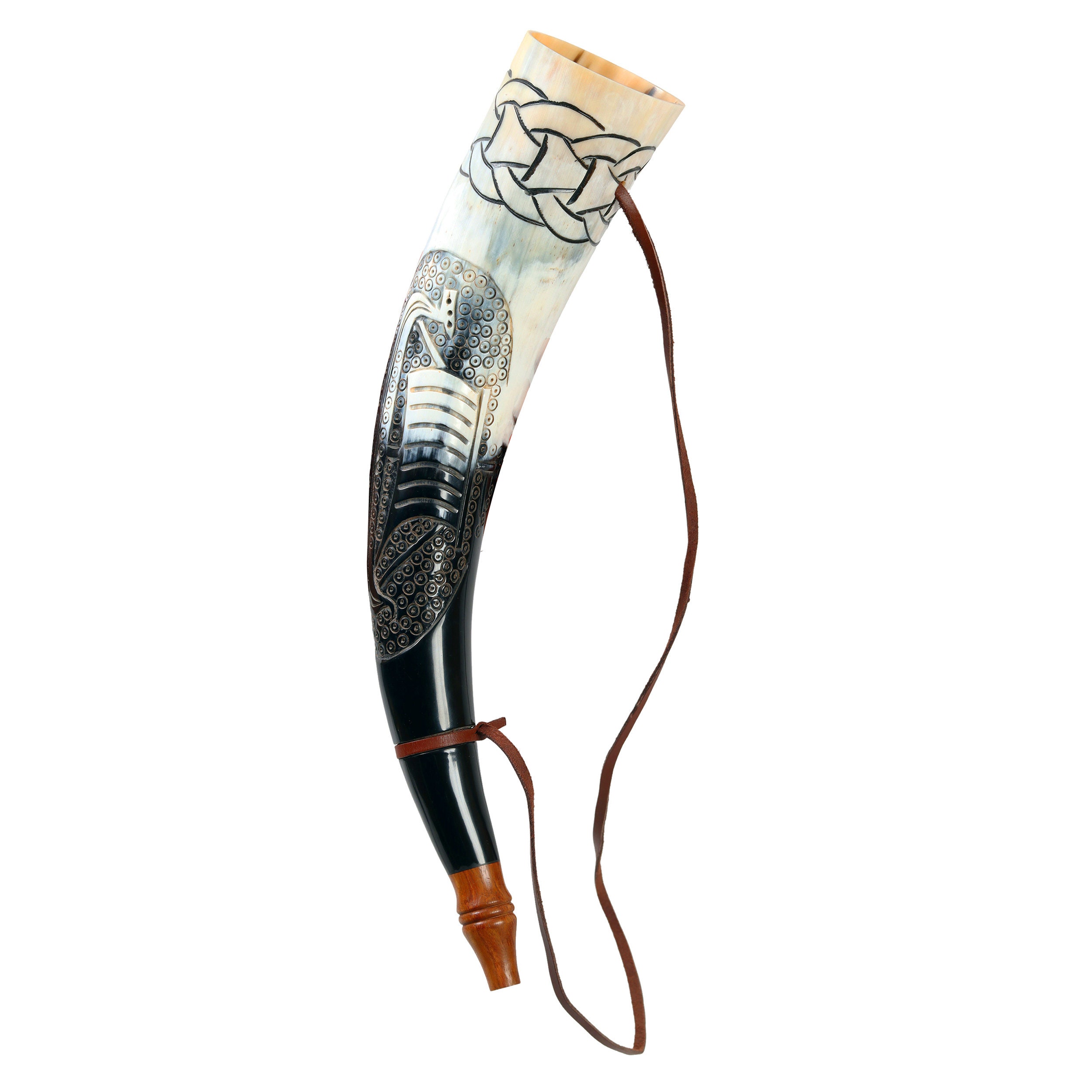 Viking Blowing Cow Horn/ Whistle Medieval Bull /engraved BOAT Horn