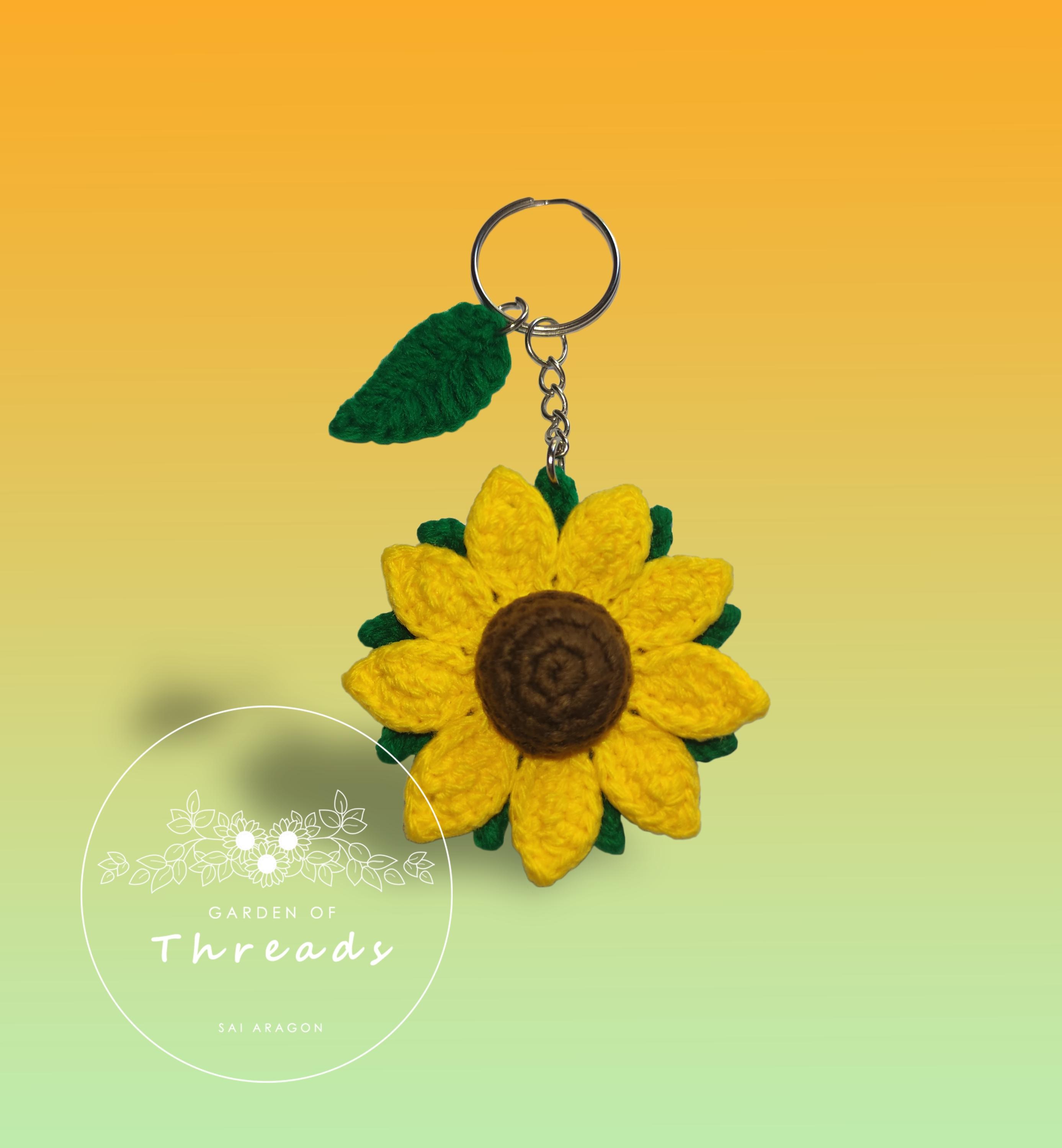 Crochet sunflower keychain deals