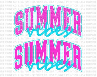 Varsity Summer Vibes PNG: Retro Neon Design (Digital File