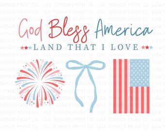 Dios bendiga a Estados Unidos PNG, diseño patriótico coqueto (archivo digital)