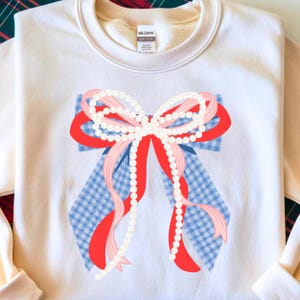 Preppy USA Bow PNG, Coquette 4th of July Design (Digital File) image 3