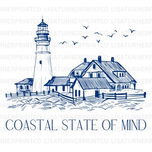 Coastal Lighthouse PNG: Nautical Decor Design (Digital Download)
