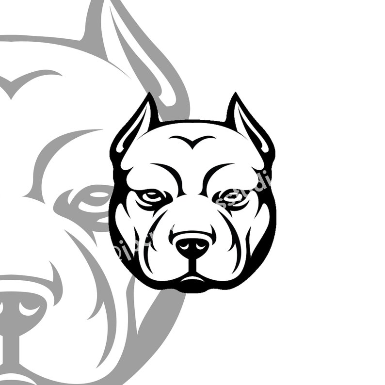Basic Pitbull / American Bully Head Vector, Eps, Png for Logos, Shirts