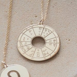 Astrología Carta Natal Collar Oro Personalizado Carta Natal Encanto Grabado Zodíaco Joyería Bruja Cósmica Regalo de Graduación Pagano