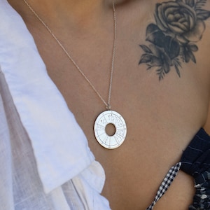 Collar personalizado con horóscopo, regalo personalizado de astrología con carta natal, regalo con carta de cumpleaños, talismán con carta natal del zodíaco hecho a mano, disco celestial