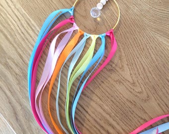 Wind chime | Garden wind chime | Suncatcher | Boho light catcher | Window mobile | Window decoration | Garden mobile | Satin ribbons | Personalizable