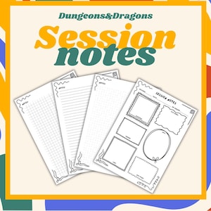 Anotações de Sessão de D&D | Ferramentas para Mestre/Mestre | Folha de Rastreamento | PDF para Preencher e Imprimir | Dungeons and Dragons