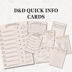 Coleção de Cartas de Referência Rápida de D&D | Acessórios D&D | Dungeons and Dragons 5E | Para imprimir | D&D para imprimir