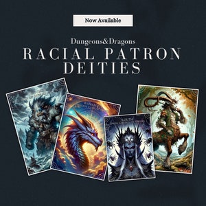Cartas de Divindades Patronais Raciais de D&D | Ferramentas para Mestre/Mestre de Dungeon | Cartas de D&D | D&D prontas para imprimir | Dungeons and Dragons | D&D para impressão