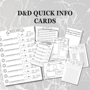 D&D Quick Reference Cards Collection | Dnd accessories | Dungeons and Dragons 5E | Printable | DND printable