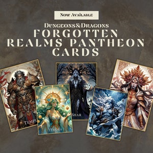Cartas de Pantheon de D&D Forgotten Realms | Ferramentas para Mestre/Mestre | Cartas de D&D | D&D prontas para imprimir | Dungeons and Dragons | D&D para impressão