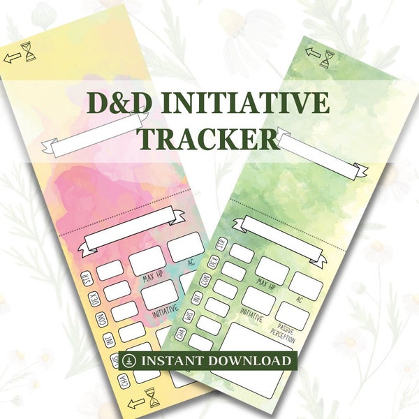 D&D 5e Initiative Tracker | Dungeons and Dragons zum Ausdrucken | Charakterbogen-Zeltkarten | DND