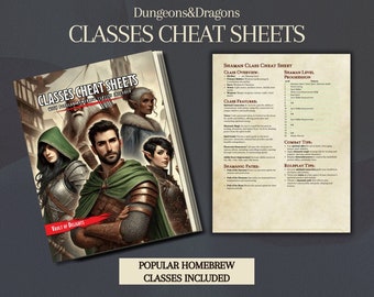D&D Class Cheat Sheets | DM / Dungeon Master Tools | DnD Cards | DnD Ready To Print | Dungeons and Dragons | DnD printable