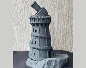 Dice Tower for Dungeons & Dragons and Tabletop RPGs | 3D Printed | Observatory Dice Tower | Dice Tray DnD