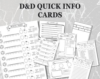 D&D Quick Reference Cards Collection | Dnd accessories | Dungeons and Dragons 5E | Printable | DND printable