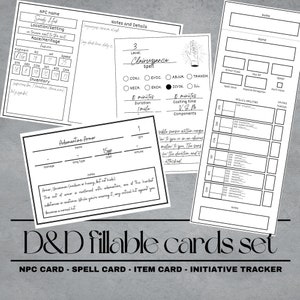 Jeu de cartes à remplir D&D | PDF à remplir et à imprimer | Donjons et dragons | Outils de maître de donjon | Imprimable par le MDN