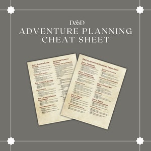 Adventure Planning Cheat Sheet | DM / Dungeon Master Tools | DnD Cards | DnD Ready To Print | Dungeons and Dragons | DND printable