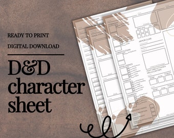 Hoja de personaje de D&D / DM / Herramientas del Dungeon Master / Hoja de personaje de DnD 5e / PDF rellenable e imprimible / Dungeons and Dragons