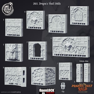 Paredes de ladrilhos de terreno | Dungeons and Dragons | RPGs de mesa | Conjunto de ladrilhos de masmorras modulares | Compatível com D&D | Presente DnD | Ladrilhos de grade de terreno DnD