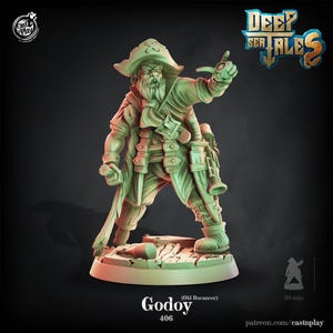 Pirate Captain Miniature NPC Gunslinger Figurine Dungeons and Dragons Mini RPG Tabletop DnD Painting Pathfinder 5e D&D CastnPlay