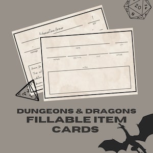 Schede oggetto compilabili per D&D / DM / Strumenti Dungeon Master / Foglio oggetti / PDF compilabili e stampabili / Dungeons and Dragons / DND stampabili