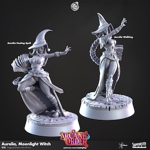 Female Wizard Miniature Sorcerer Human Witch Elf Figurine Dungeons and Dragons Mini RPG Tabletop DnD Painting Pathfinder 5e D&D CastnPlay