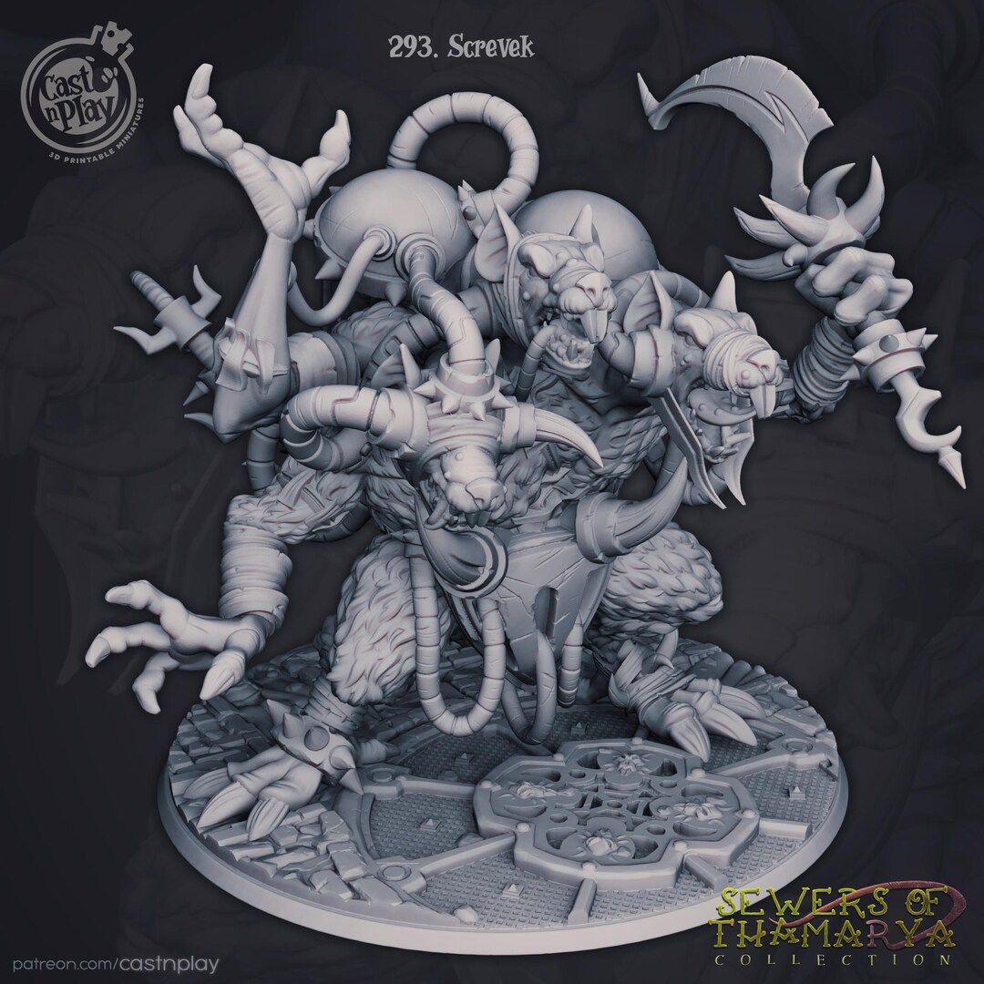 Dnd Mod Boss Ratfolk Miniature Enemy Monster BBEG Mob Boss Figurine Dungeons and ...