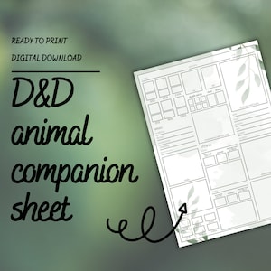 Ficha de Companheiro Animal de D&D | Ferramentas para Mestre/Mestre de Dungeon | Ficha de Personagem de D&D 5e | PDF para Preencher e Imprimir | Dungeons and Dragons