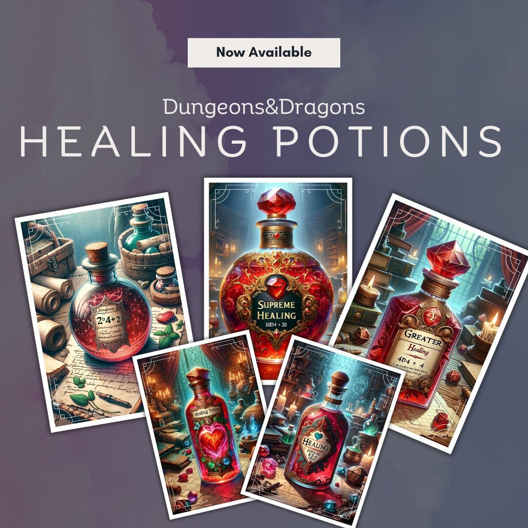 D&D Healing Potions DM / Dungeon Master Tools Dnd Cards Dnd Ready to Print Dungeons and Dragons
