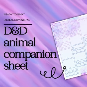 Ficha de Companheiro Animal de D&D | Ferramentas para Mestre/Mestre de Dungeon | Ficha de Personagem de D&D 5e | PDF para Preencher e Imprimir | Dungeons and Dragons