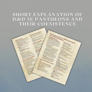 Breve explicação sobre os panteões de D&D 5e e sua coexistência | Ferramentas do Mestre | DnD pronto para impressão | Dungeons and Dragons | Impressão DND