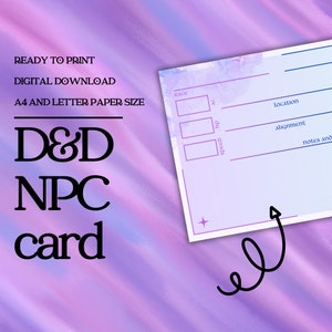 Cartas de PNJ preenchíveis para D&D | Ferramentas para Mestre/Mestre | Ficha de Estatísticas de PNJ | PDF preenchível e para impressão | Dungeons and Dragons
