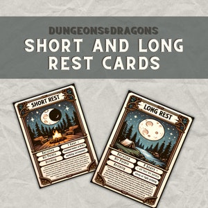 Cartes de repos courtes et longues de D&D | MD / Outils de maître de donjon | Cartes D&D | MdD prêt à imprimer | Donjons et dragons | Imprimable par le MDN