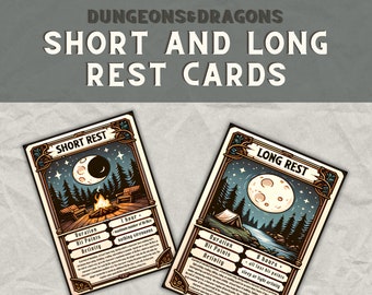 D&D Short and Long Rest Cards  | DM / Dungeon Master Tools | DnD Cards | DnD Ready To Print | Dungeons and Dragons | DND printable