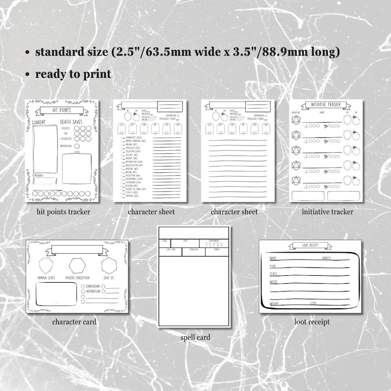 D&D Quick Reference Cards Collection Dnd Accessories Dungeons and Dragons 5E Printable DND