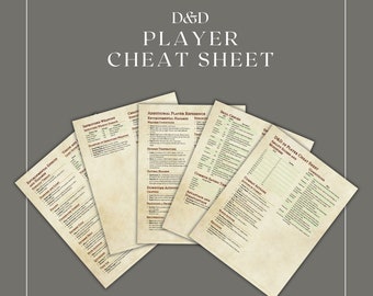 Hoja de referencia para jugadores de 5e / DM / Herramientas para el Dungeon Master / Cartas de DnD / DnD listo para imprimir / Dungeons and Dragons / Imprimible de DnD