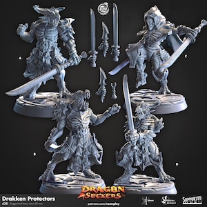 Paladín Dragonborn Miniatura Luchador Bárbaro Figura Dungeons and Dragons Mini RPG Mesa DnD Pintura Pathfinder 5e D&D CastnPlay