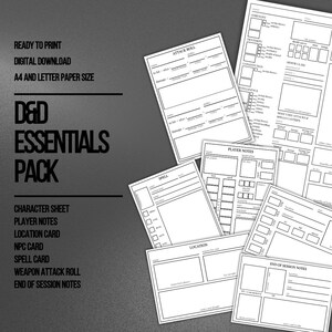 Pacote de Essenciais de D&D | Acessórios D&D | Dungeons and Dragons 5E | Para impressão | D&D para impressão