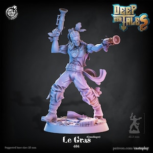 Gunslinger Miniature Pirate Human Champion Figurine Dungeons and Dragons Mini RPG Tabletop DnD Painting Pathfinder 5e D&D CastnPlay