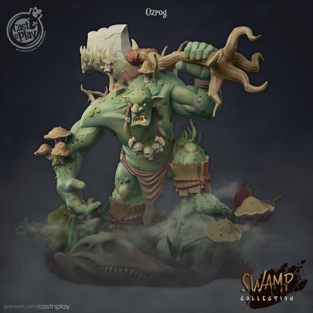 Figurine Chaman Orque 32 Mm – Non Peinte – Pour D&D, Pathfinder – PLA Imprimé 3D – Dès 10 Ans – Idéal Pour Customisation