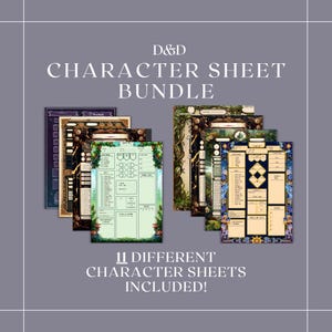 D&D Character Sheet Bundle | DM / Dungeon Master Tools | DnD 5e Character Sheet | Fillable and Printable pdf | Dungeons and Dragons